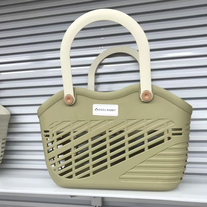 TPE material hollowed-out hand-held basket, multi-color portable sundries storage basket, home bathroom desktop organization basket Specification drawing