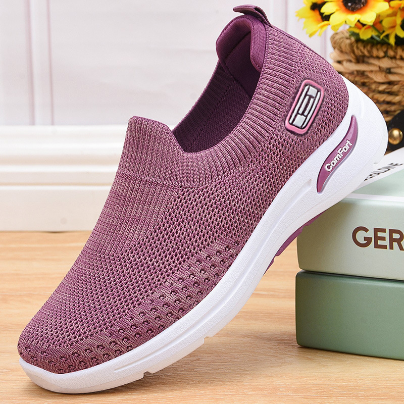 Women's autumn new style cloth shoes, foreign trade women's shoes, casual mom shoes, flying woven sock shoes, soft-soled sports shoes for women details Picture