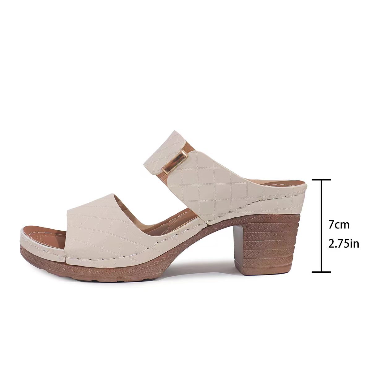 High-heeled slippers for women, 2024 summer new style, European and American export, large-sized fashionable, thick-heeled, fish-mouth trendy cool slippers wholesale Item Picture