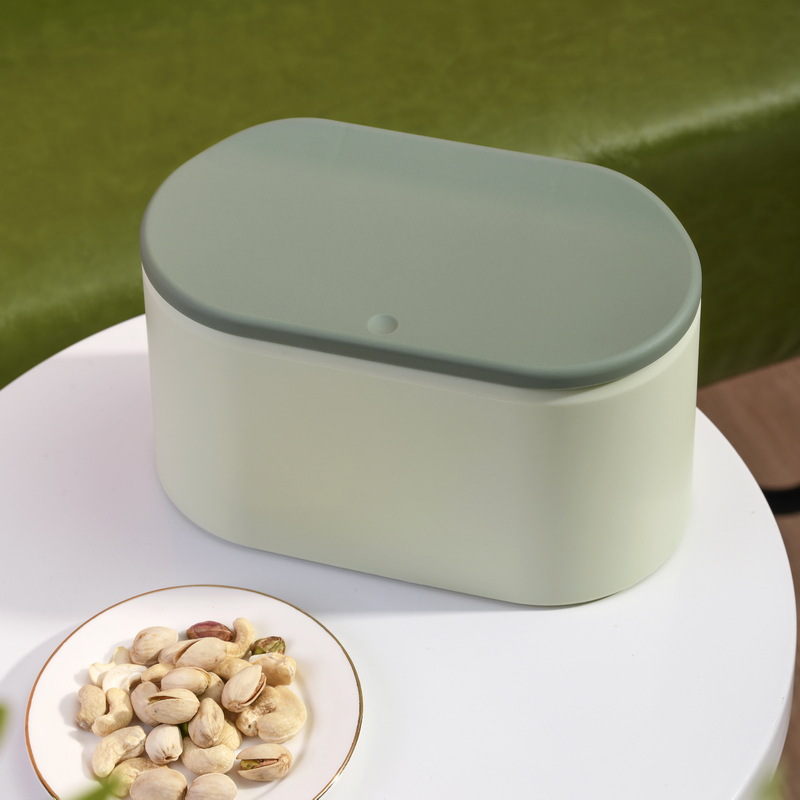 Desktop with lid trash can, press and pop lid type lazy living room mini office desk, coffee table, wastebasket storage box details Picture