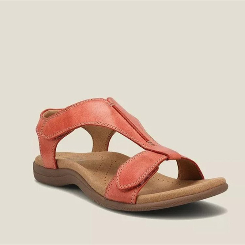 2022 new independent station large-sized Roman sandals for women with flat arches and Velcro, casual beach sandals Item Picture