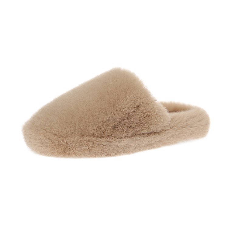 New Korean style simple and fashionable soft-soled comfortable and lazy woolen slippers for women in autumn and winter 2025 Item Picture