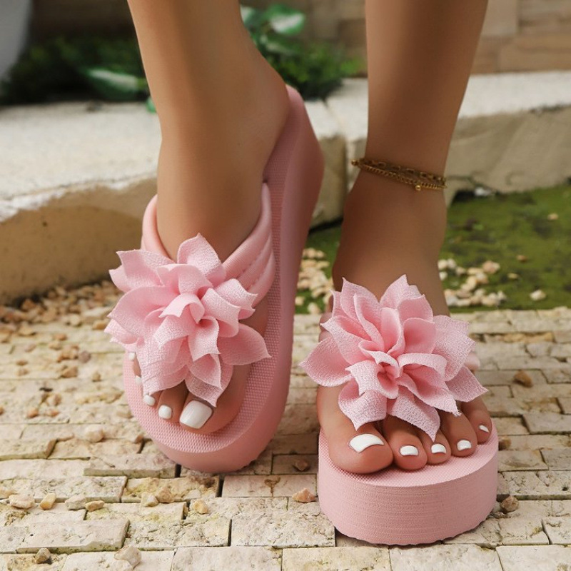 2025 Cross-border toe flip-flops Women's Large size flower-shaped flat women's Cool Slippers Summer New couple cool slippers Specification drawing