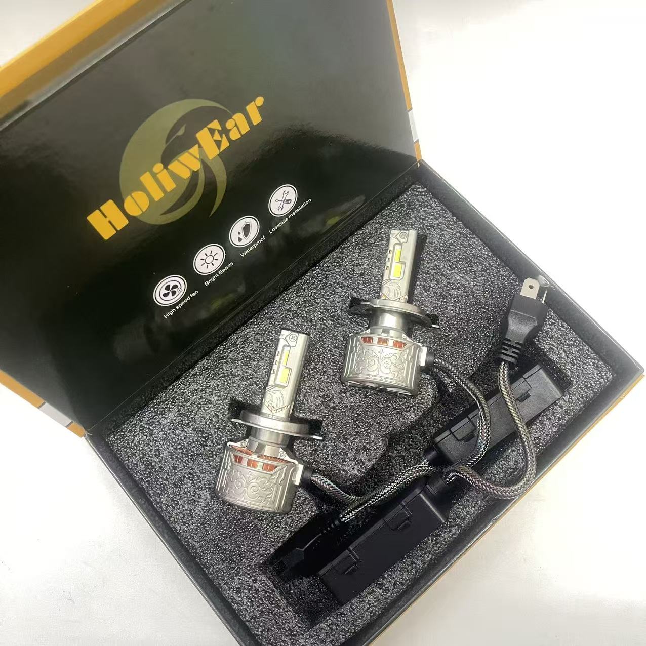 Automotive LED headlights, high-brightness laser cannon spotlights H4 H7 high beams 200W modified lamps 8 copper tubes H11 9005 Item Picture