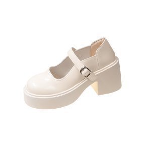 British-style Mary Jane shoes for women, Spring/Summer 2025 new chunky heel one-button single shoes, thick-soled shallow opening versatile small leather shoes Item Picture