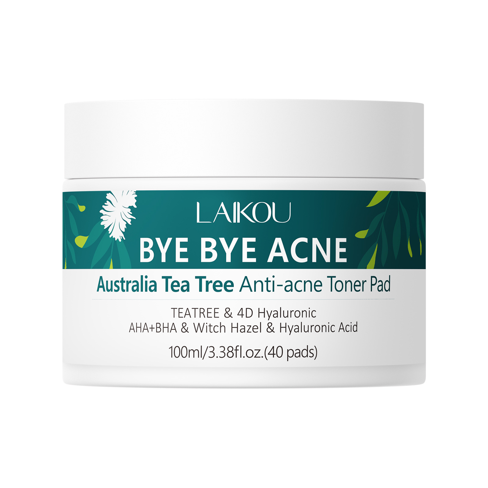 Cross-border new product LAIKOU Australian Tea Tree Acne Removal Wet Compress Cotton Tablets 100ml/3.38floz.40 tablets for export Item Picture