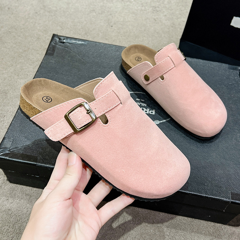 Boken Women's 2025 Spring and Autumn New Style outerwear thick-soled Boken toe half-slipper for lazy people to pair with one foot Specification drawing