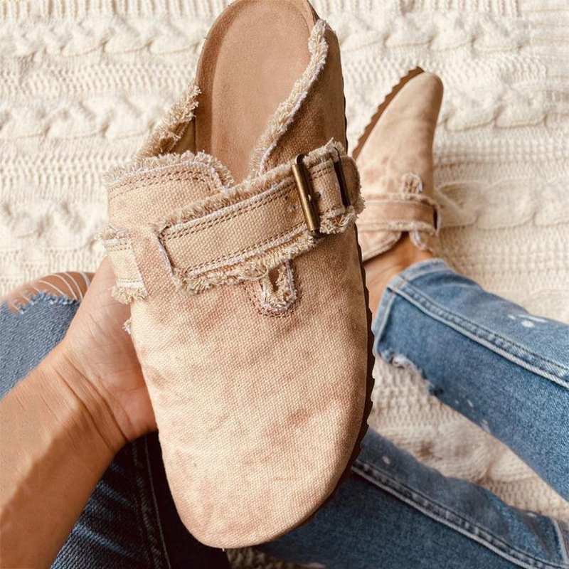 Independent station Cross-border large-sized slippers for women 2022 Spring and Autumn New European and American leopard print half-toe lazy shoes Bean Bean Shoes Specification drawing