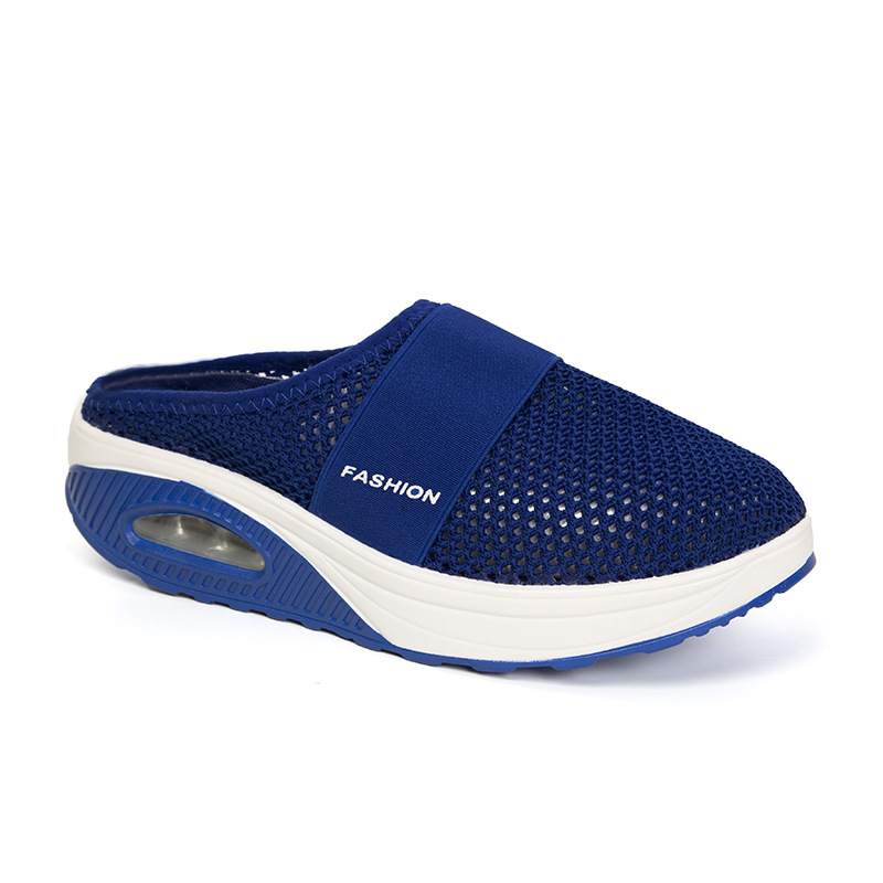 Aliexpress 2021 Summer no-heel one-foot women's slippers, lazy shoes, large size thick-soled shoes, air-cushioned semi-trawl surface shoes details Picture
