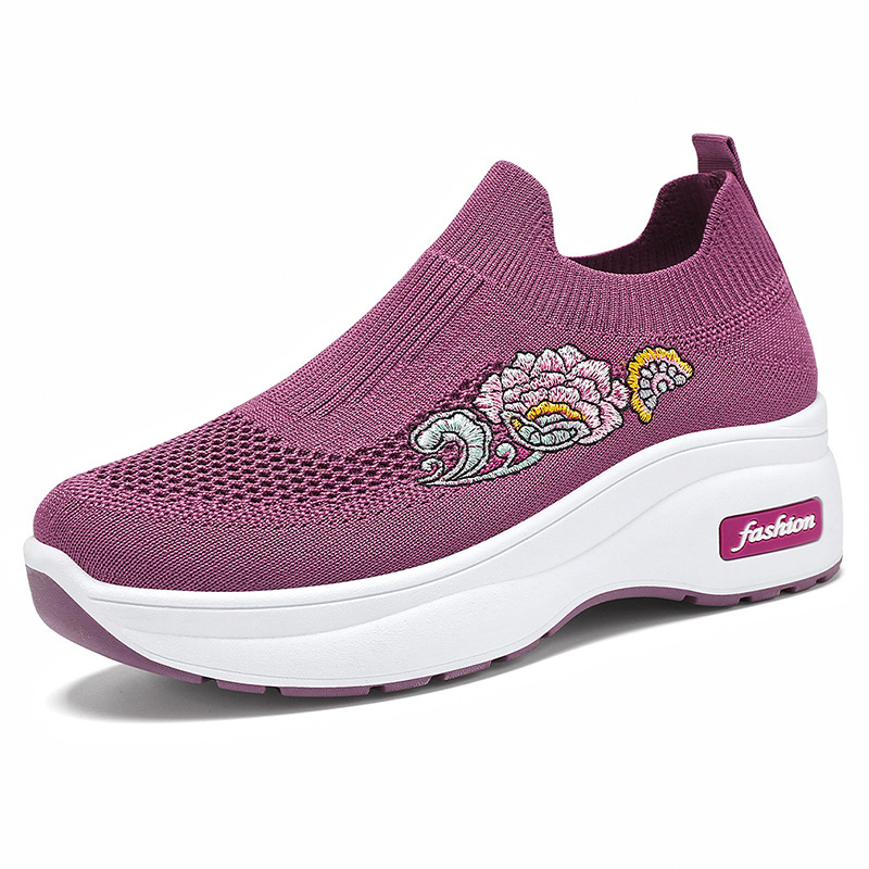 Custom-made shoes for women in autumn: lightweight, casual shoes with sponge soles, height-increasing shoes, breathable flying woven socks, and women's shoes Item Picture
