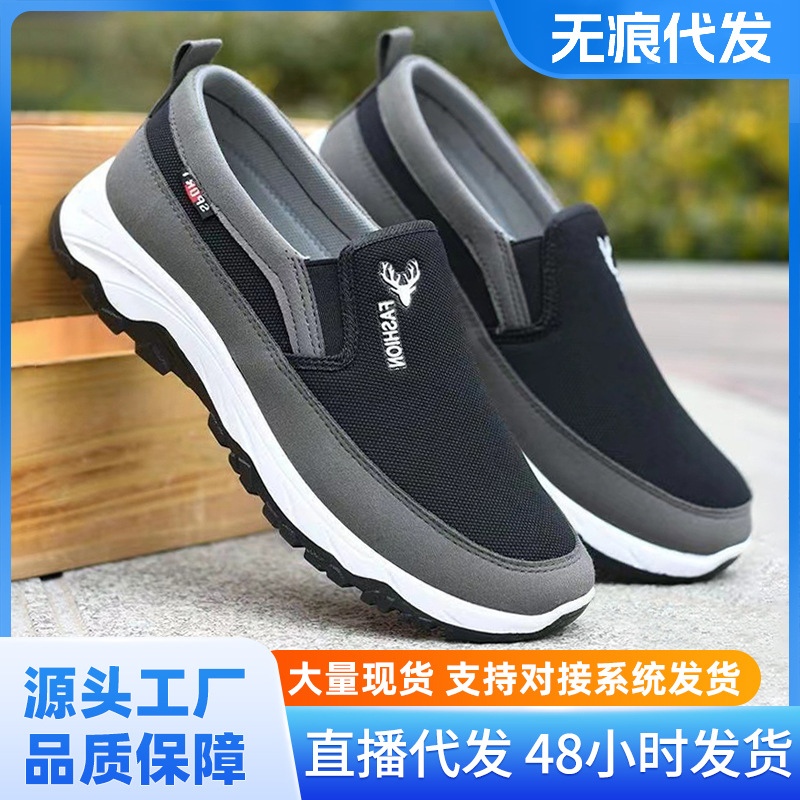 Men's canvas shoes with soft soles, casual, breathable and comfortable. Cross-border wholesale shoes. One-step men's cloth shoes full figure