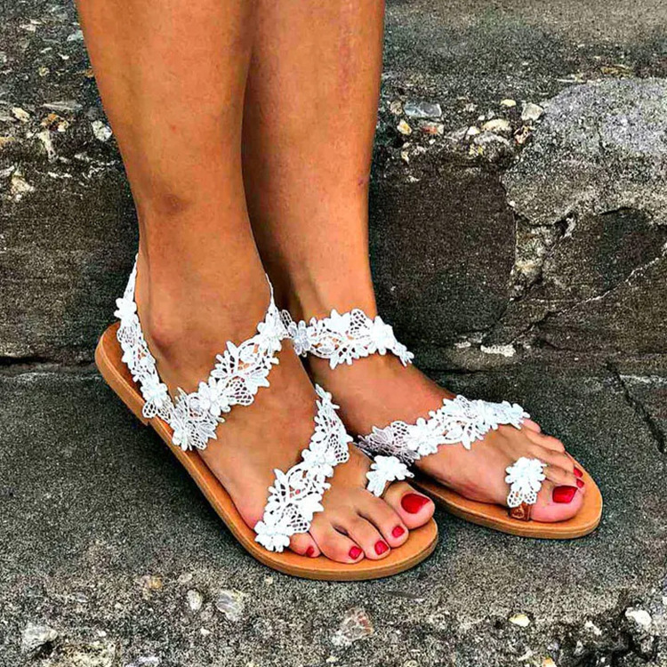 Yichi 2021 New large-sized foreign trade wish Independent Station Bohemian-style casual and comfortable flat sandals for women details Picture