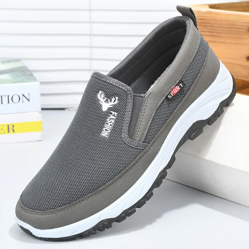 Men's canvas shoes with soft soles, casual, breathable and comfortable. Cross-border wholesale shoes. One-step men's cloth shoes Specification drawing
