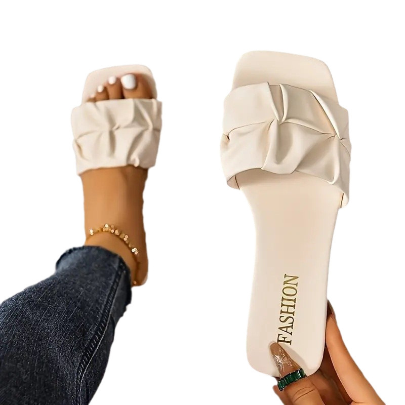 In stock, large-sized cross-border open-toe low-heeled slippers for women in the summer of 2025, fashionable European and American one-line flip-flops Item Picture