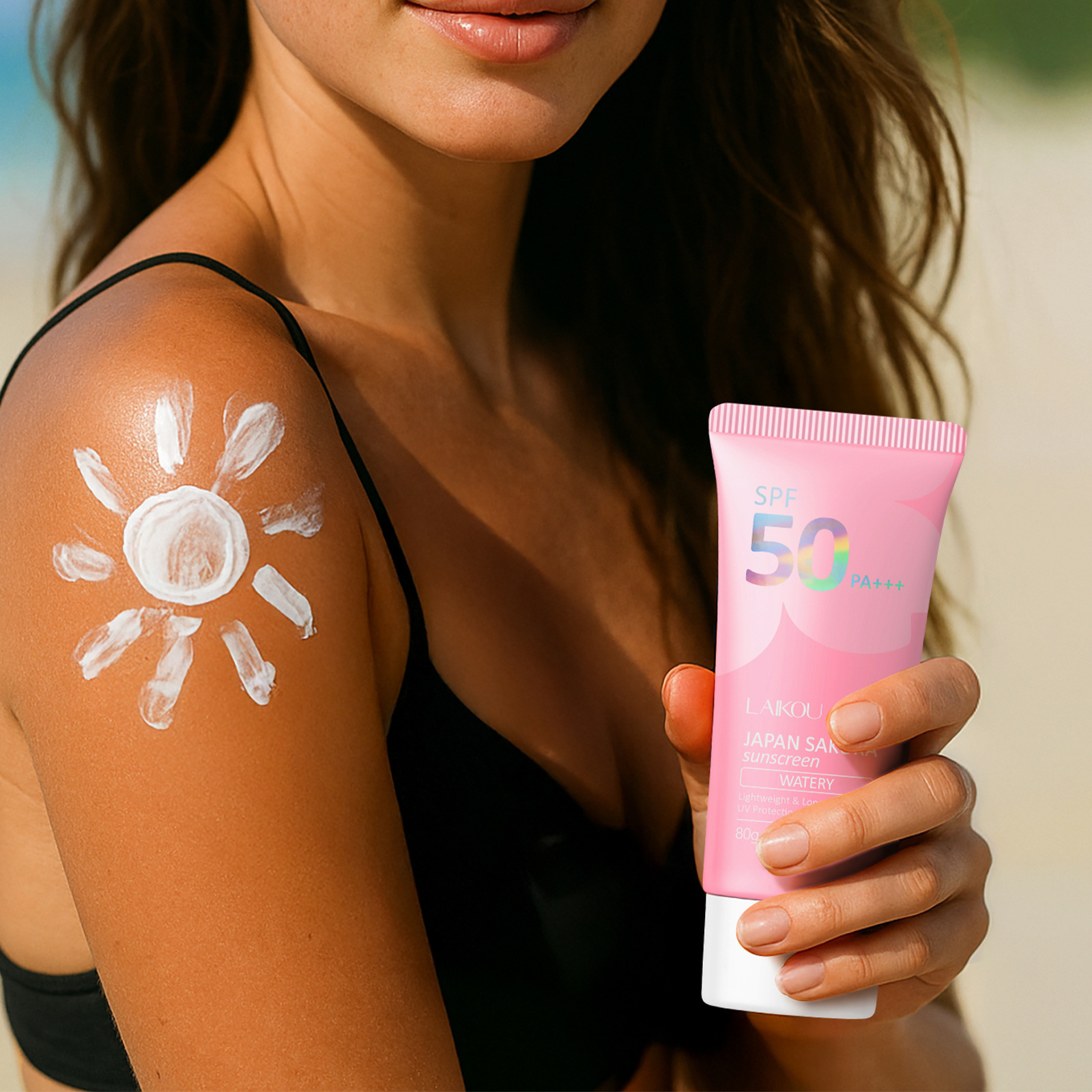 The new Laikou cross-border sunscreen80g hydrating and moisturizing body and facial skin care product is in stock full figure