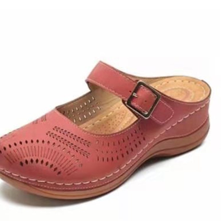 2021 Summer New wish export plus-size wedge heel, European and American retro matte clog women's breathable sandals Item Picture
