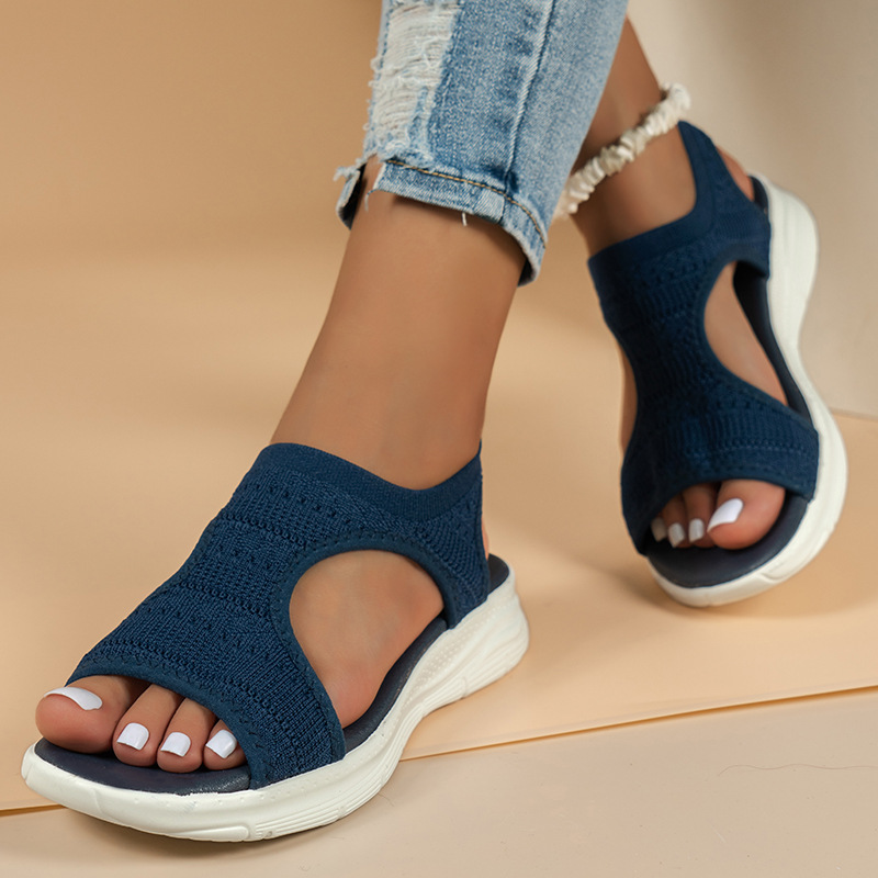 Cross-border summer small-batch quick-release woven flat sandals, the same style as Shein, the open-toe lightweight sandals worn by European and American bloggers Specification drawing