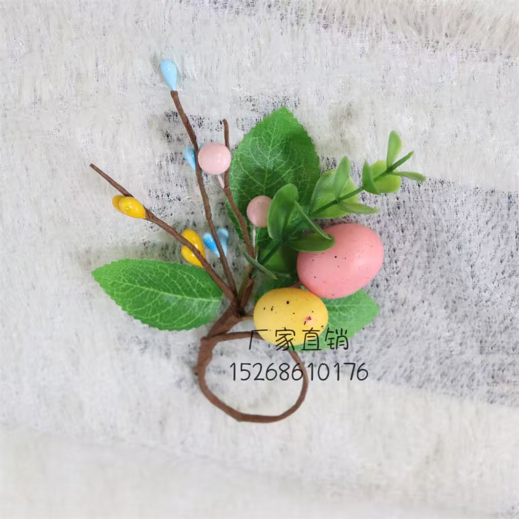 复活节彩蛋餐巾环餐巾架跨境亚马逊爆款尤加利鸡蛋插枝圣诞花环