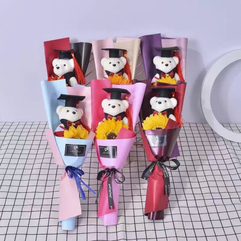 仿真花永生花礼物针织花蝴蝶花扭扭棒花束成品多款可选贺卡毛线钩织品