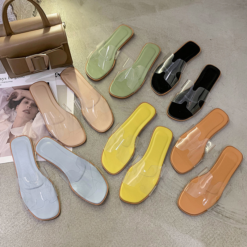 Women's summer 2025 new style transparent flat toe open-toe slippers beach one-line anti-slip flip-flops wholesale Application Scenario