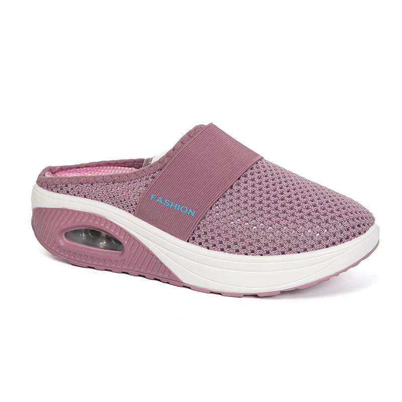 Aliexpress 2021 Summer no-heel one-foot women's slippers, lazy shoes, large size thick-soled shoes, air-cushioned semi-trawl surface shoes Application Scenario