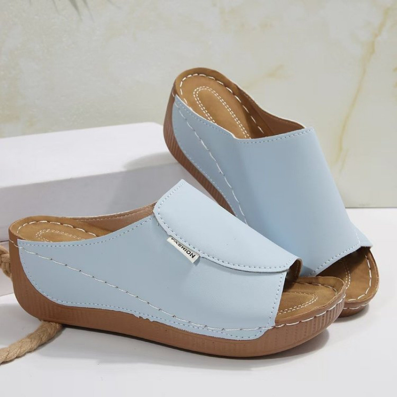 European and American export women's shoes 2024 Summer new style comfortable wedge heel independent station slippers simple large size cool large size slippers for women Specification drawing