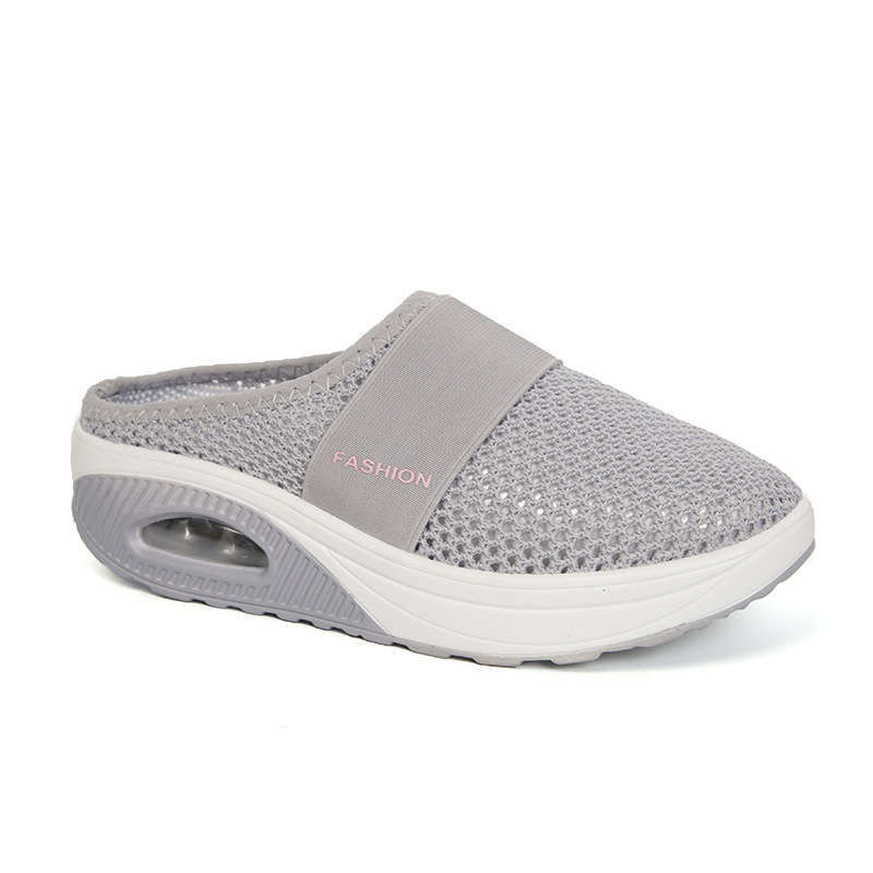 Aliexpress 2021 Summer no-heel one-foot women's slippers, lazy shoes, large size thick-soled shoes, air-cushioned semi-trawl surface shoes full figure