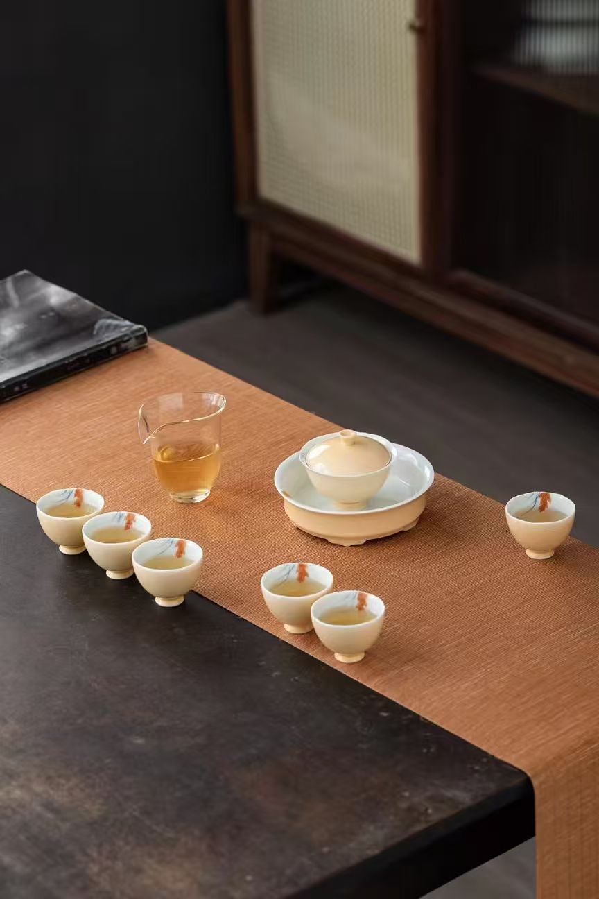 中国茶具白瓷手绘麦穗系列9头套组配礼盒商务礼品详情2