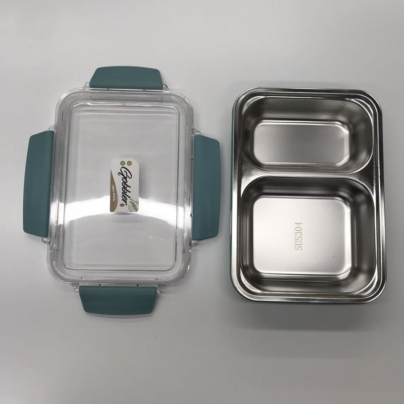 多色不锈钢分隔饭盒 密封透明盖便当盒 上班族学生便携餐盒详情5
