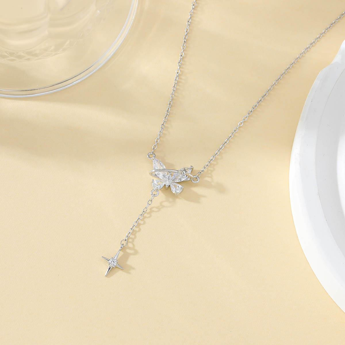 Xuhui brand's premium new copper-plated real gold and zircon inlaid collarbone chain, a stylish and versatile necklace Specification drawing