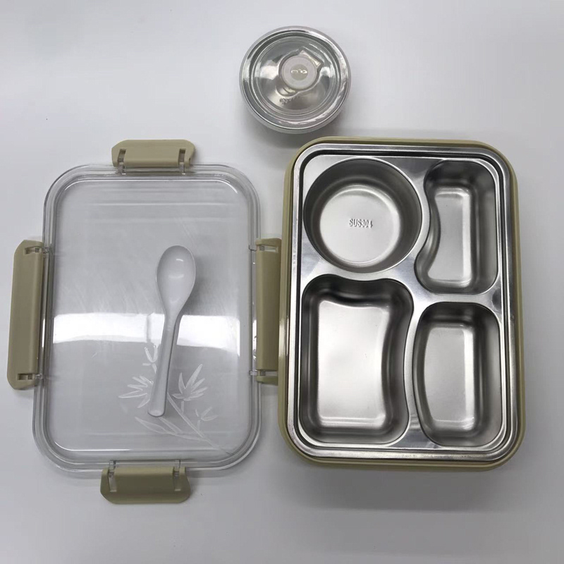 304 不锈钢多格带汤盒饭盒 玻璃盖密封便当盒 上班族学生可加热餐盒详情3