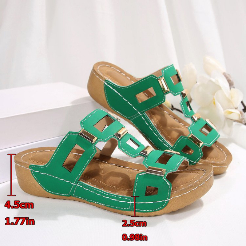 New large-sized solid-color slippers for women from Europe and America in 2025, with a fish-mouth thick-soled, fashionable belt buckle, one-shoulder flip-flops Specification drawing