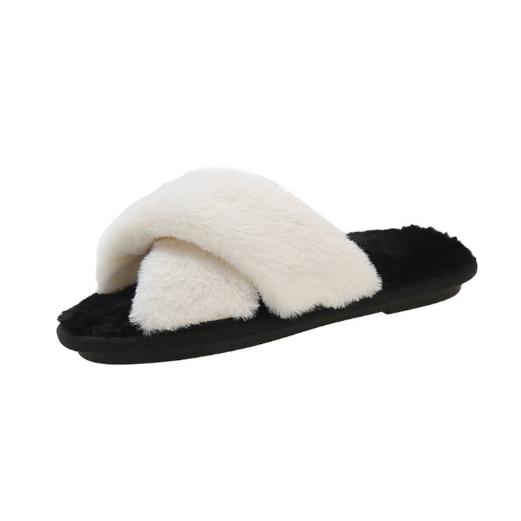 New warm plush cotton slippers with a fashionable and high-end feel for women. Anti-slip home plush cotton slippers for women in autumn and winter Item Picture