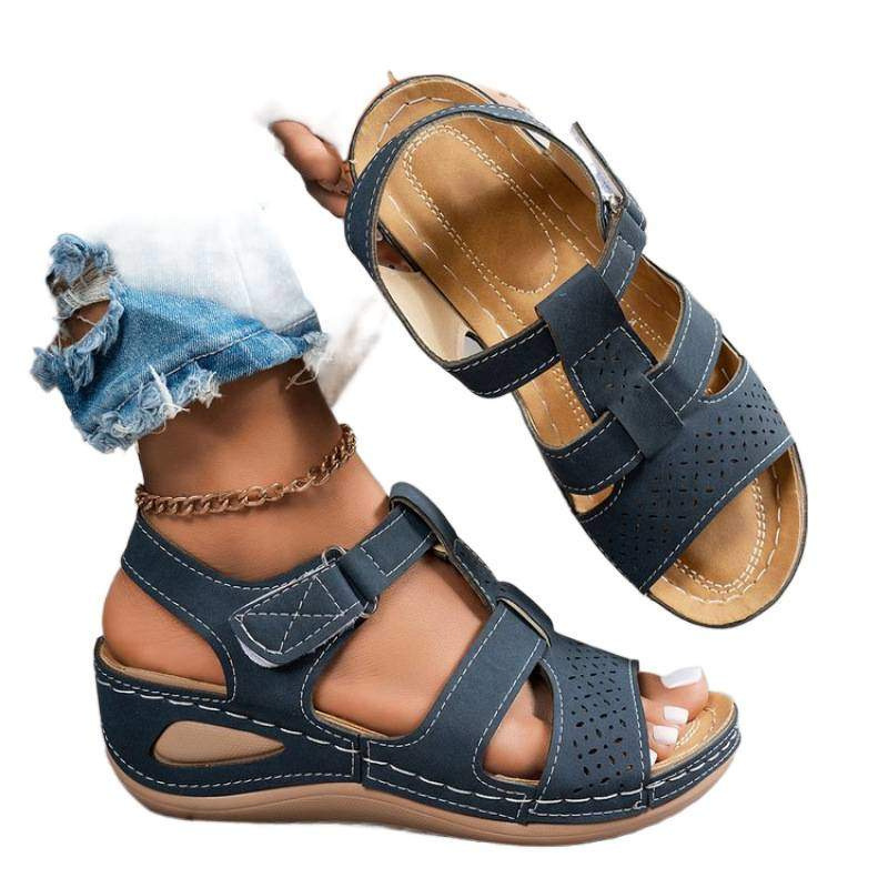 Cross-border new style 2025 Summer casual water diamond Velcro sandals for women, beach and slope heel sandals Item Picture