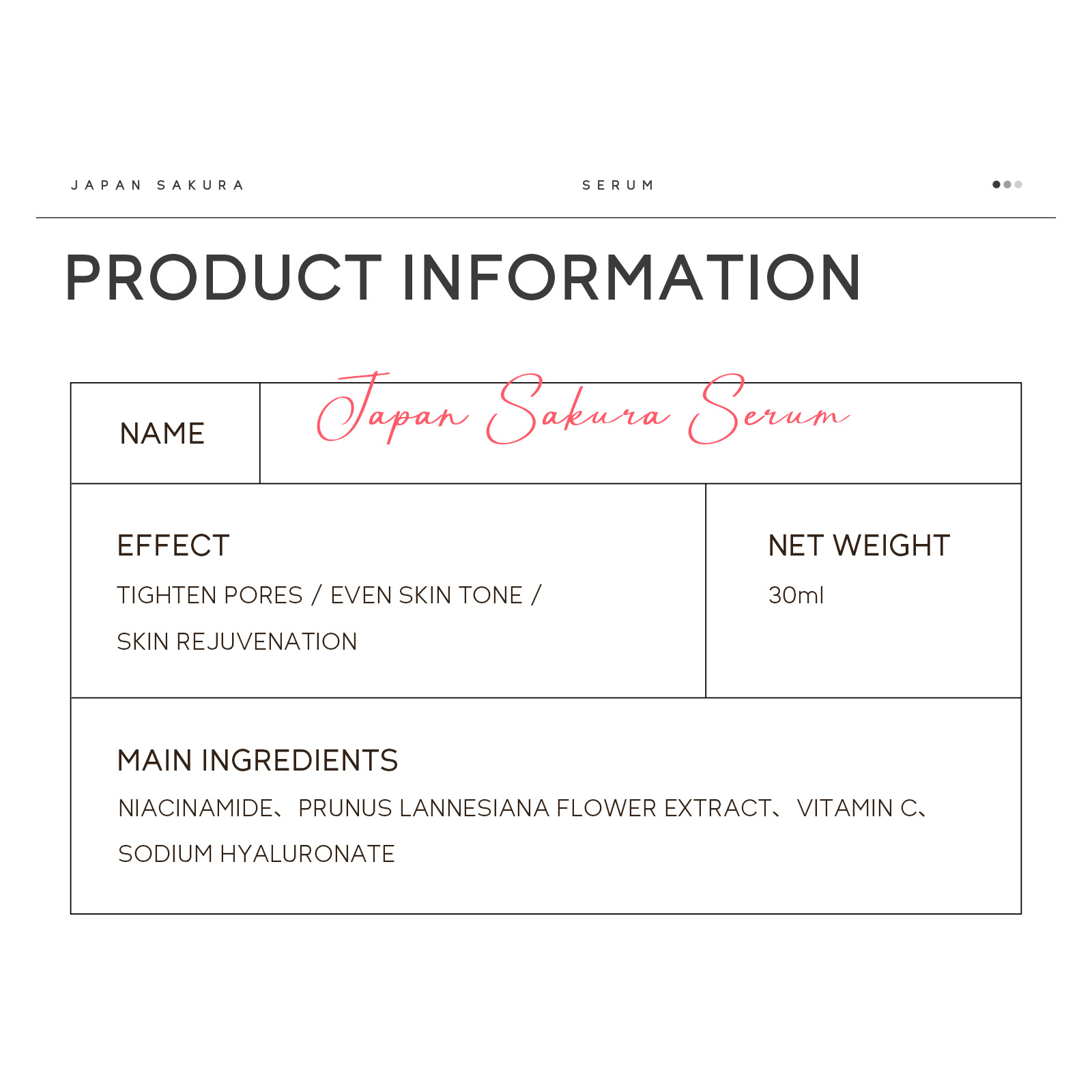 Cross-border Laicome Sakura Malai Series Essence 30ml Hydrating and Moisturizing All-English foreign trade skin care products in stock details Picture