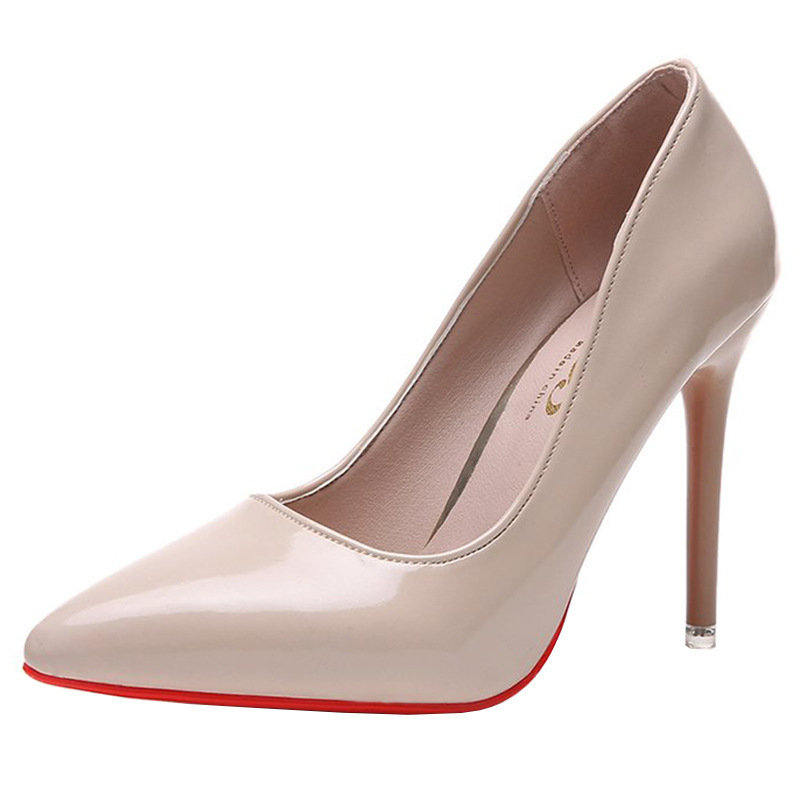 wish2022 Spring New Style Heels Women's shallow toe pointed-toe shoes, thin-heeled professional shoes, popular patent leather single shoes for women Item Picture