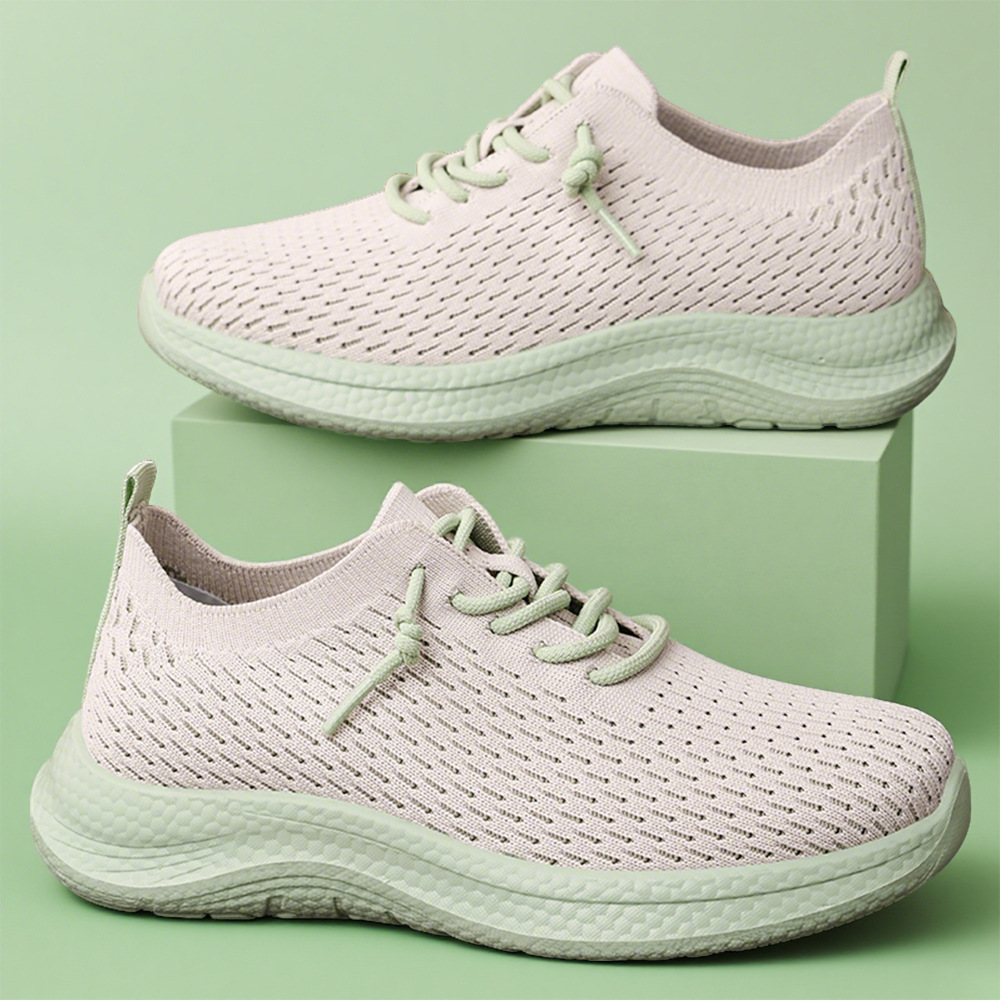 Autumn new breathable casual single shoes for women's shoes, cross-border soft-soled fly-knit couple style lace-up sports shoes, consignment Specification drawing