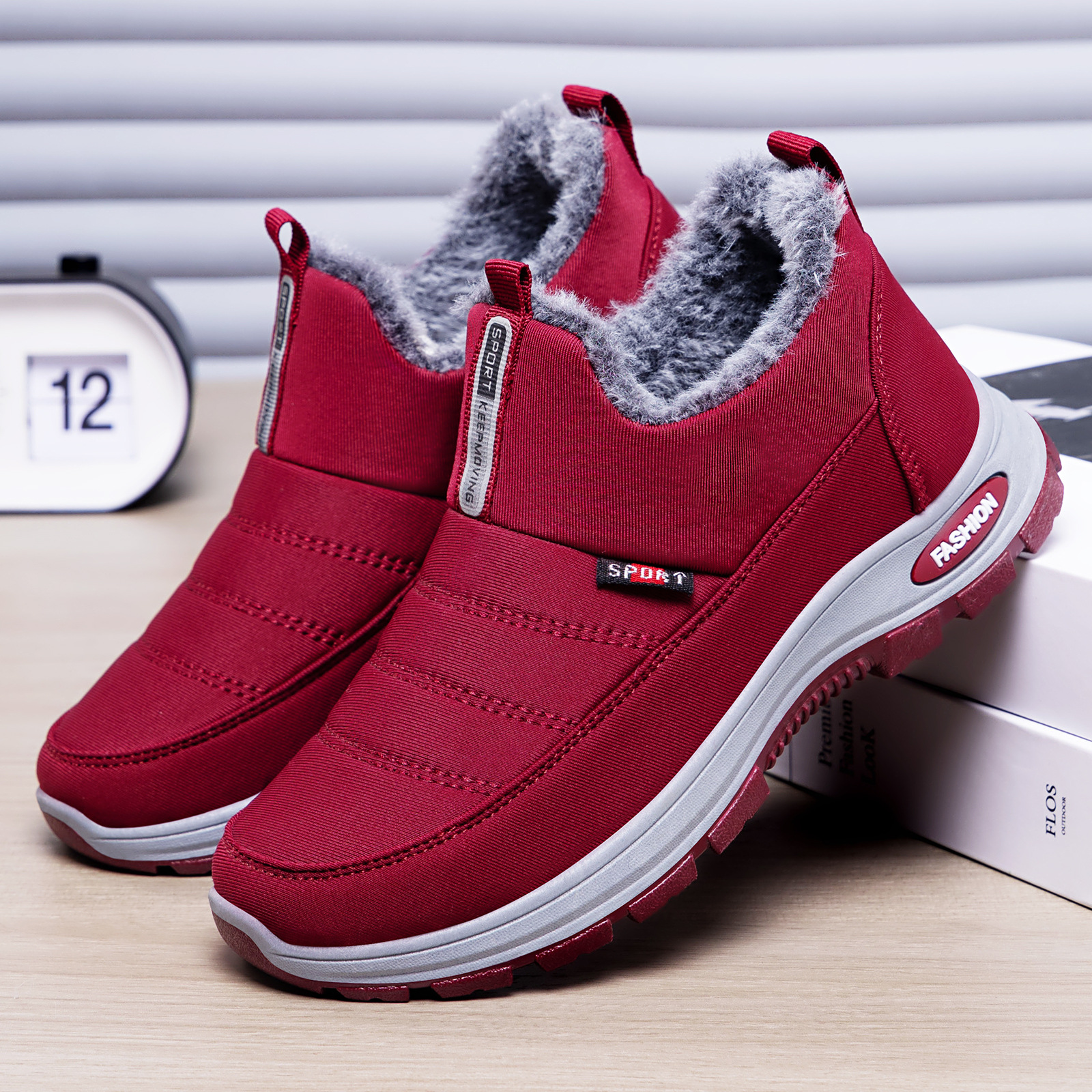 Women's shoes, cotton shoes, winter new style, fleece and thickened, versatile snow boots, cross-border casual shoes, one-foot couple cotton boots Specification drawing
