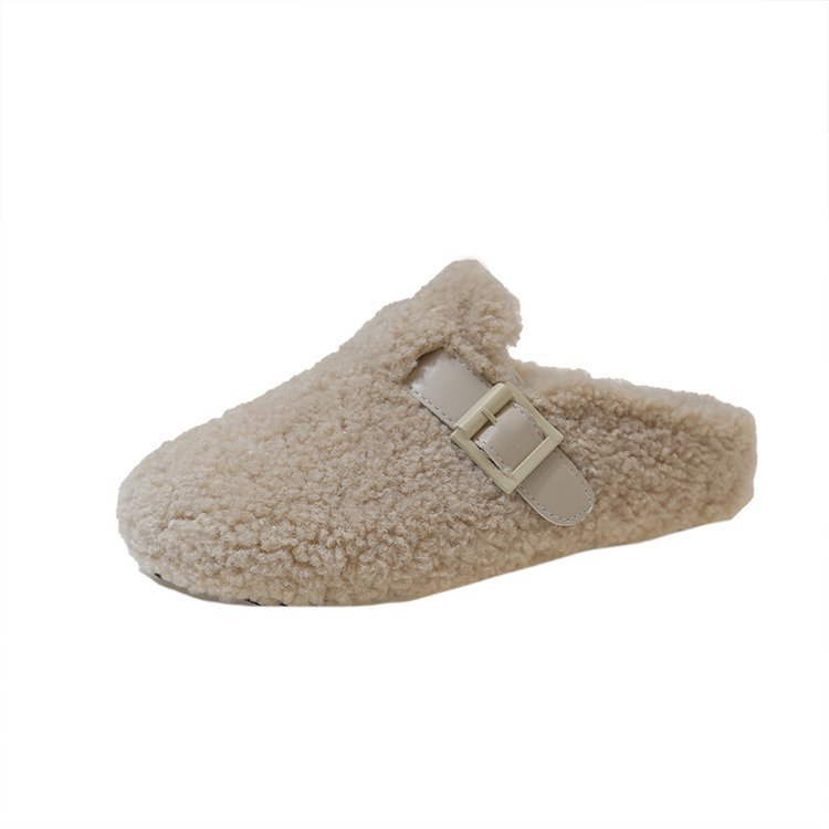 Thick-soled versatile Birken slippers for women's Baotou 2025 autumn/winter new style felt fleece one-step wool mules Item Picture