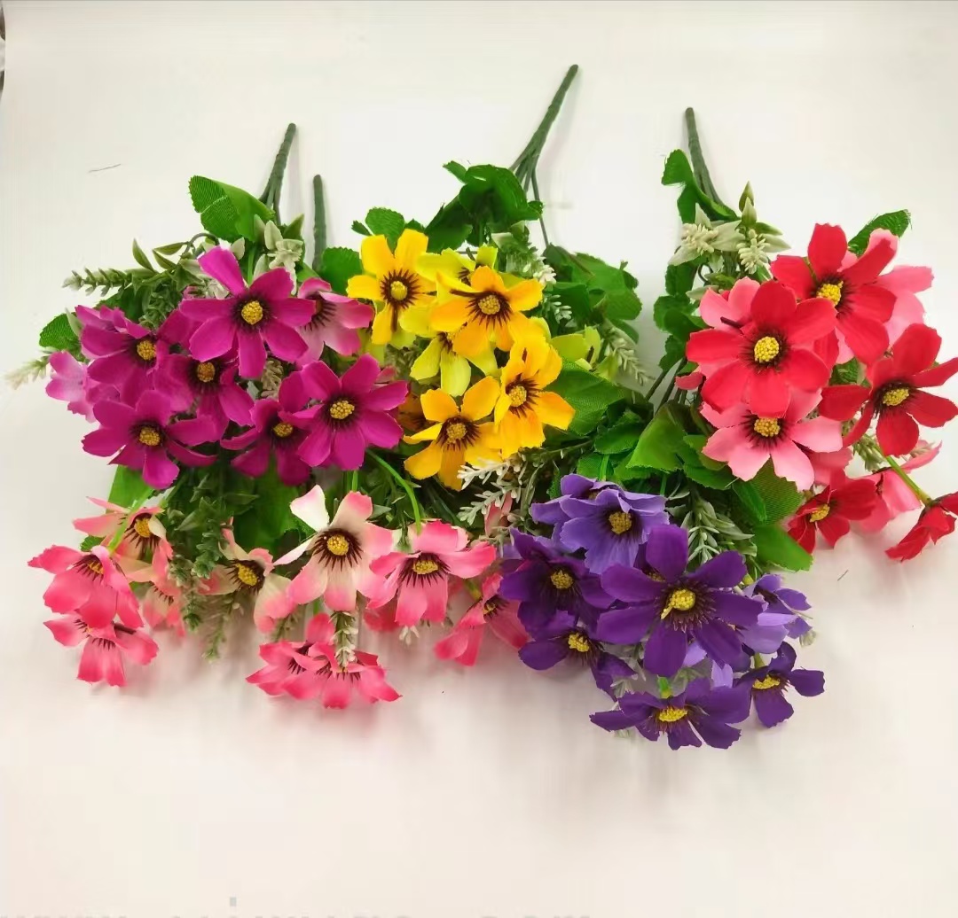 厂家现货仿真塑料花绢花玫瑰花菊花郁金香百合花DIY花艺装饰花室内外婚庆