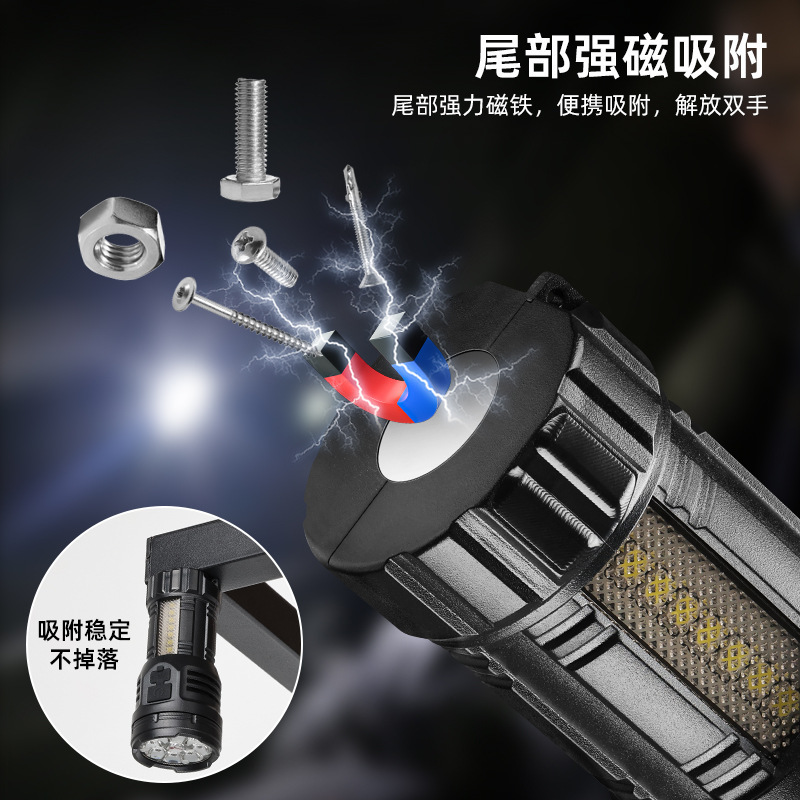 New high-intensity flashlight, long-range outdoor multi-functional portable magnetic suction ultra-bright mini long-lasting tactical flashlight pic 3