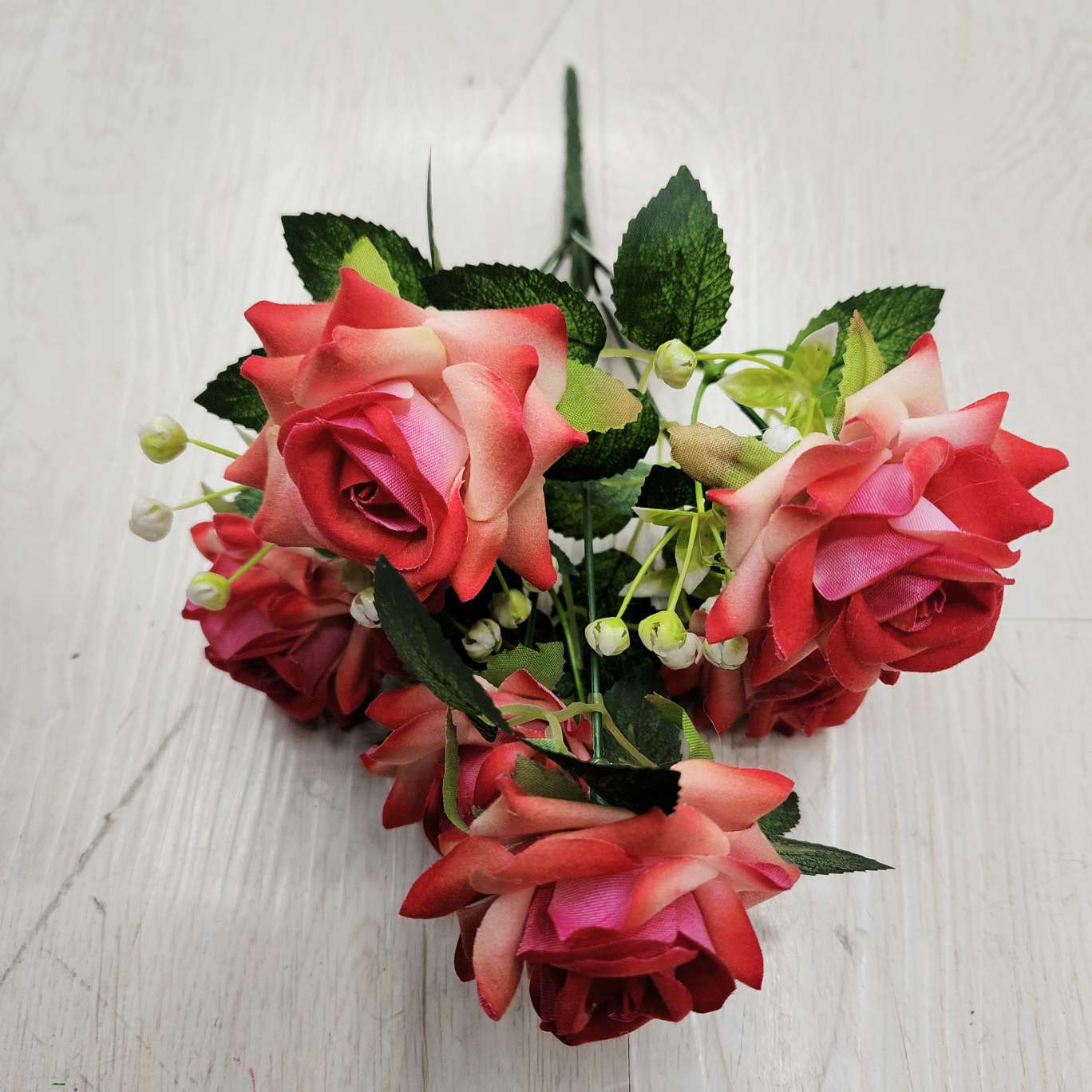 6-head velvet rose office simulation garden rose pole torch carnival night guide, electroplated crochet bouquet decoration detail image 7