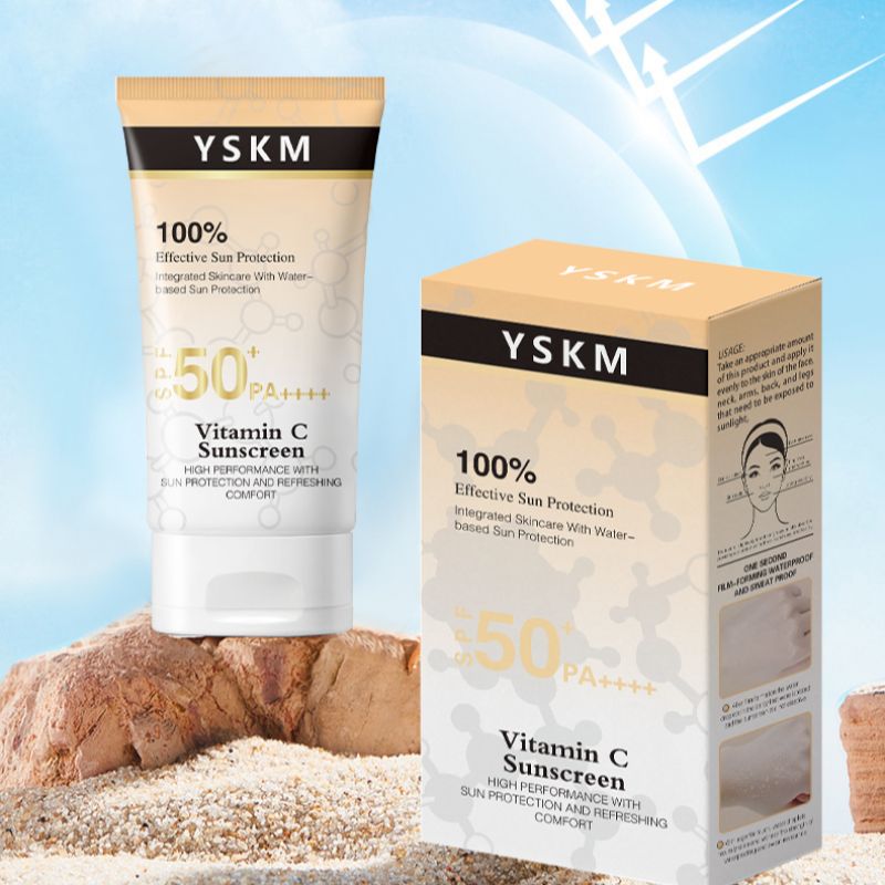 YSKM Vitamin C Sunscreen SPF50+PA+++++ high-power sun protection, water and sweat resistance, vitamin C skin care, refreshing and non-sticky, face and whole body sunscreen