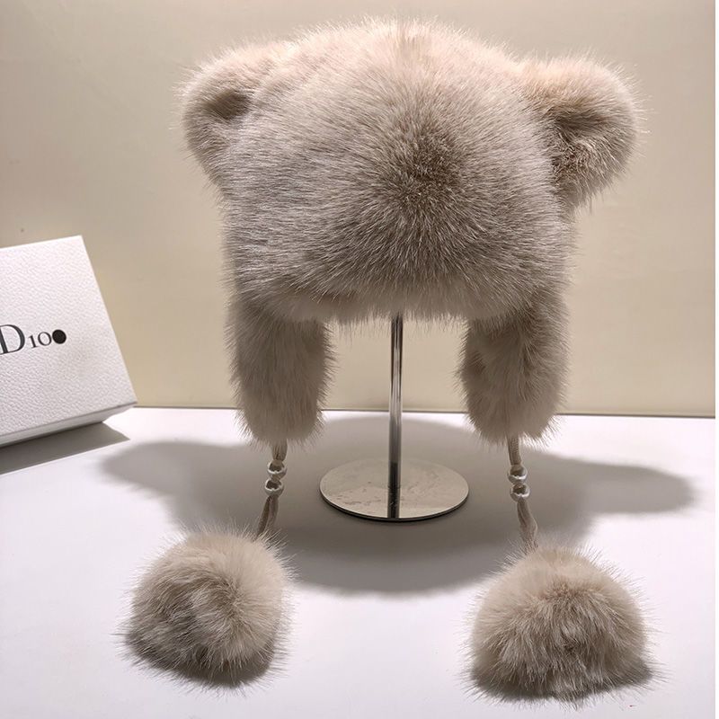 冬季可爱新款狐狸毛皮浣熊帽子毛毛保暖雷锋时尚加厚甜美洋气护耳详情4