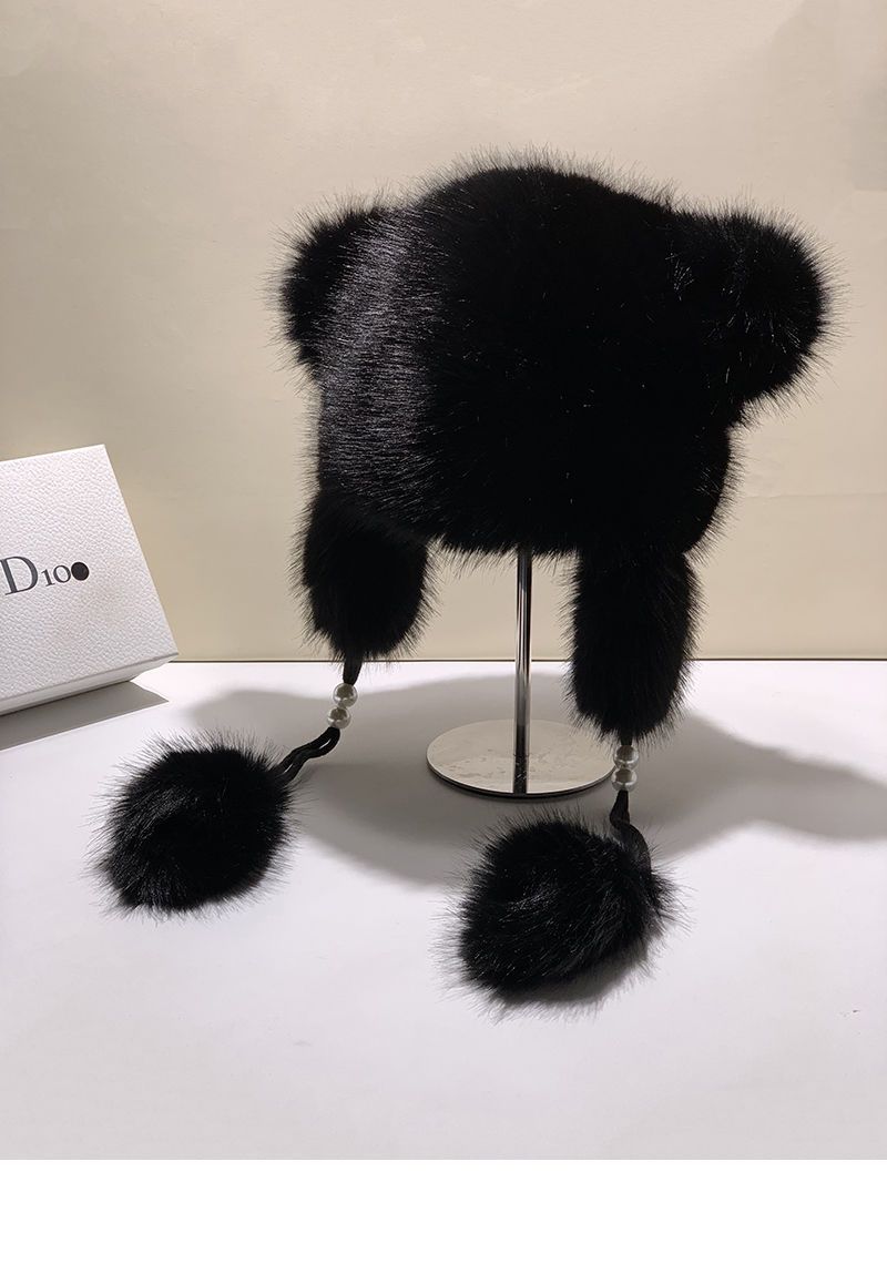 冬季可爱新款狐狸毛皮浣熊帽子毛毛保暖雷锋时尚加厚甜美洋气护耳详情11