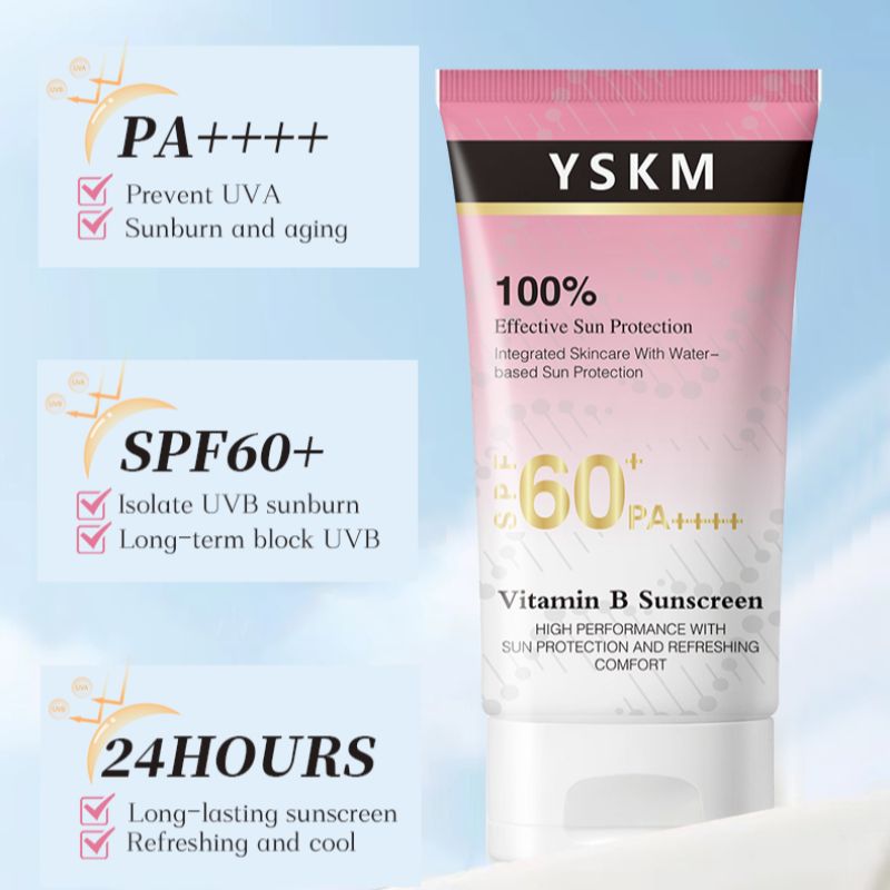 YSKM维生素B防晒霜SPF60+PA+++防水防汗清爽不粘腻 维B滋养面部身体高倍防晒乳
