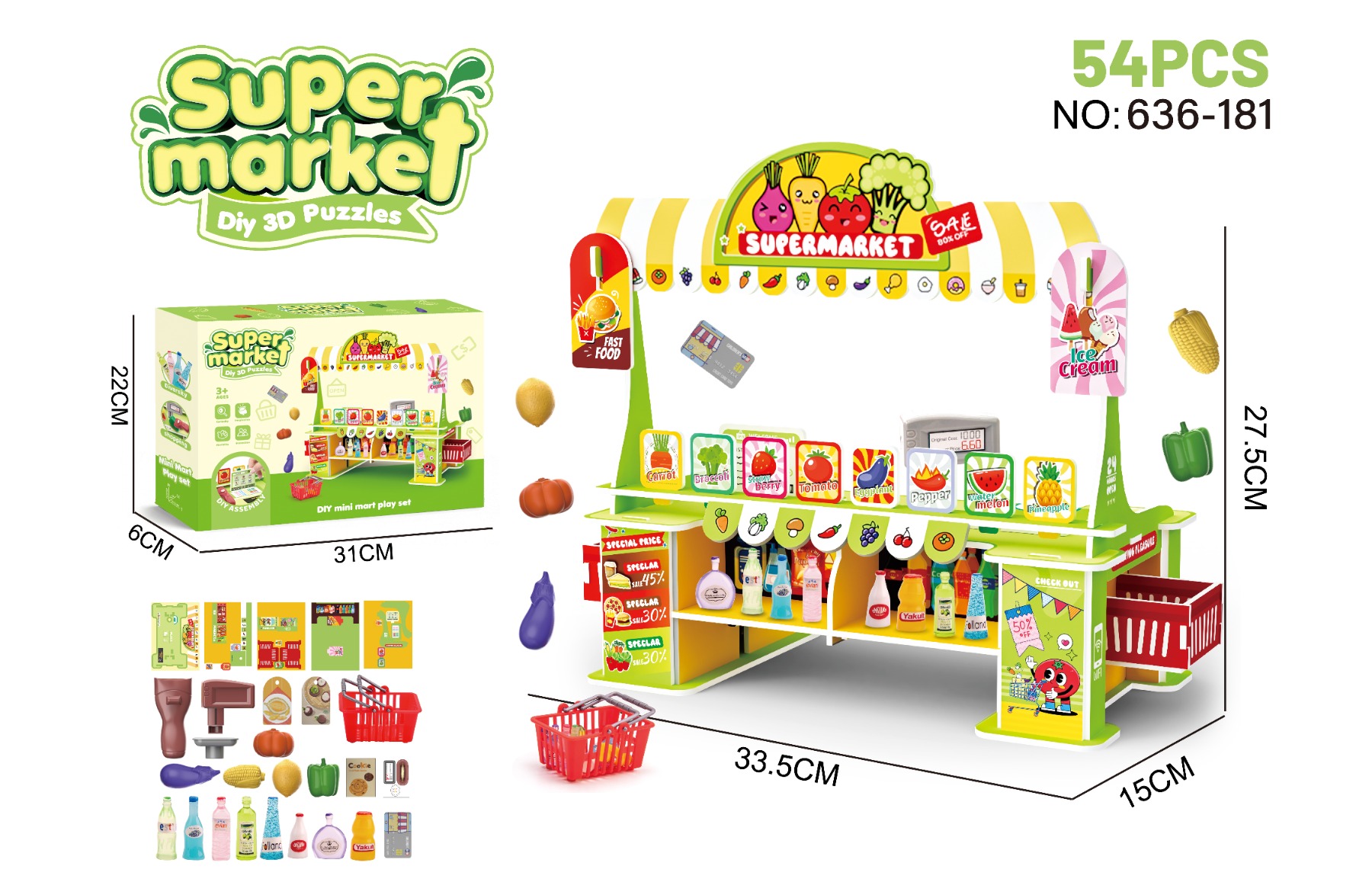 TK53220DIY puzzle assembly 3D stereo rompecabezas padre e hijo interactivo sobre juguetes de compras para el hogar - mesa de supermercado 54 PCS Item Picture