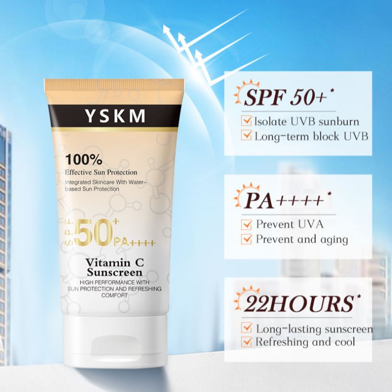 YSKM维C防晒乳SPF50+PA++++++100%有效防晒防汗防水  维C焕亮高防护防晒乳