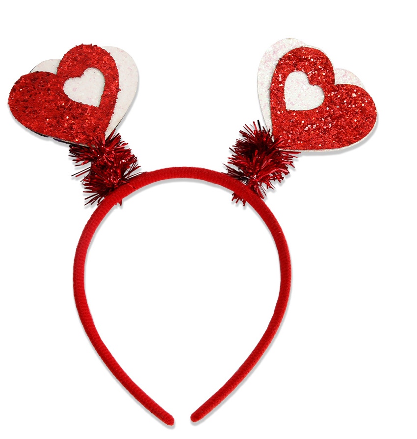 跨境新品情人节爱心发箍 爱心头箍 婚礼气氛装扮 欧美情人节新款派对装饰发箍发饰 酒吧装饰品 