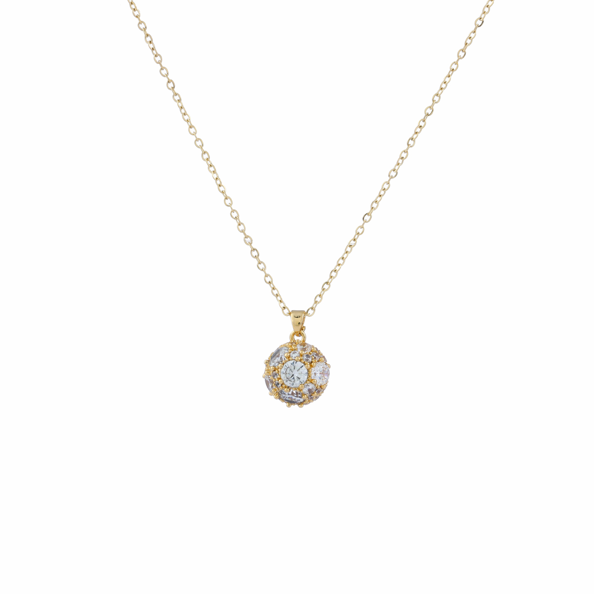 Xuhui brand premium copper-plated real gold and zircon inlaid high-quality, fashionable and versatile three-dimensional spherical necklace pendant Item Picture
